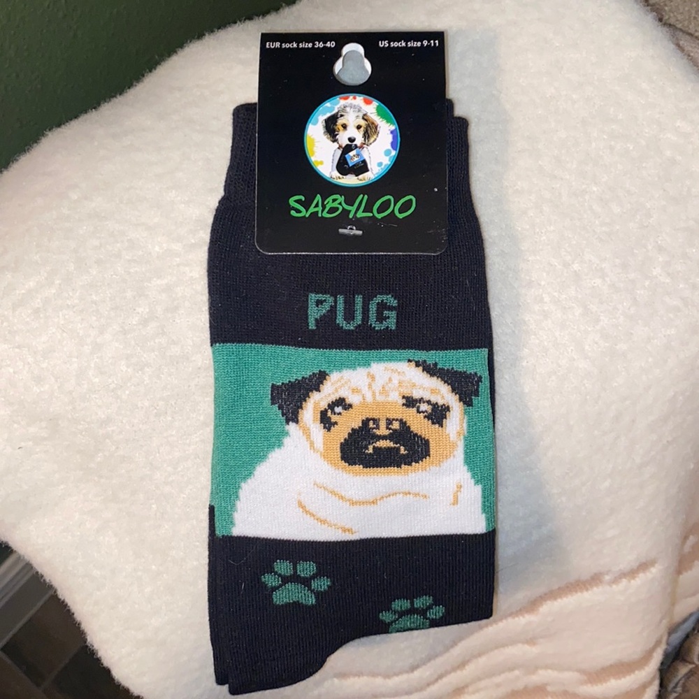 NWT - SABYLOO Pug Socks Adult Size 9-11